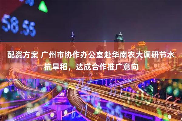 配资方案 广州市协作办公室赴华南农大调研节水抗旱稻，达成合作推广意向